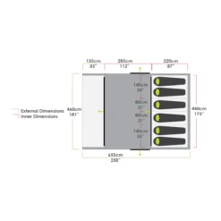 INDOOR SHOW MODEL Zempire Evo TXL V2 6 Person Inflatable Tent 2022 ZE-0197001-002 -Kamp Camping Shop evo txl v2 0197001 002 web simplified floorplan ss22 1 1